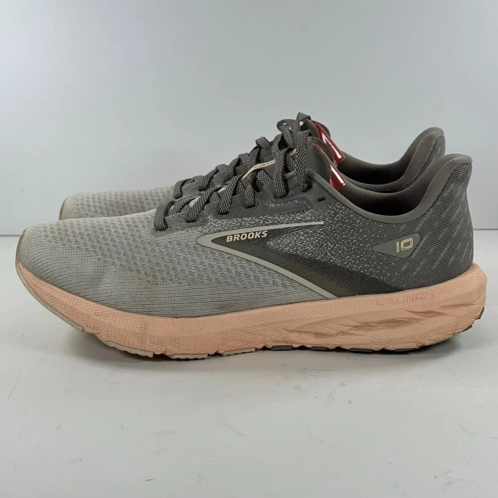 Brooks Launch 10 Women's Running Shoes‎ Grey Peach Size 9.5 Athletic Sneakers